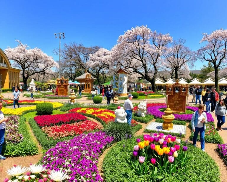 Bezoek een botanische tuin tijdens een lente festival