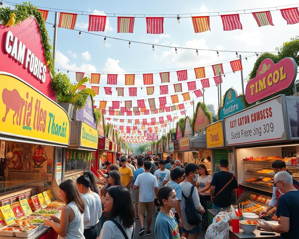 Geniet van een culinair festival met internationale gerechten